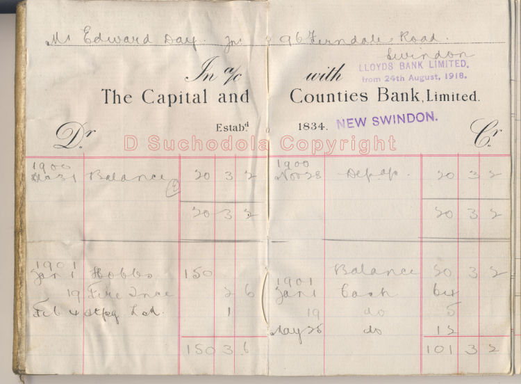 Edward Day Swindon Bank Book 1900